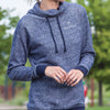 Enza Women's Mock Twist Funnel Neck Pullover - Navy Heather