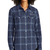 Port Authority Women's Long Sleeve Ombre Plaid Shirt - True Navy